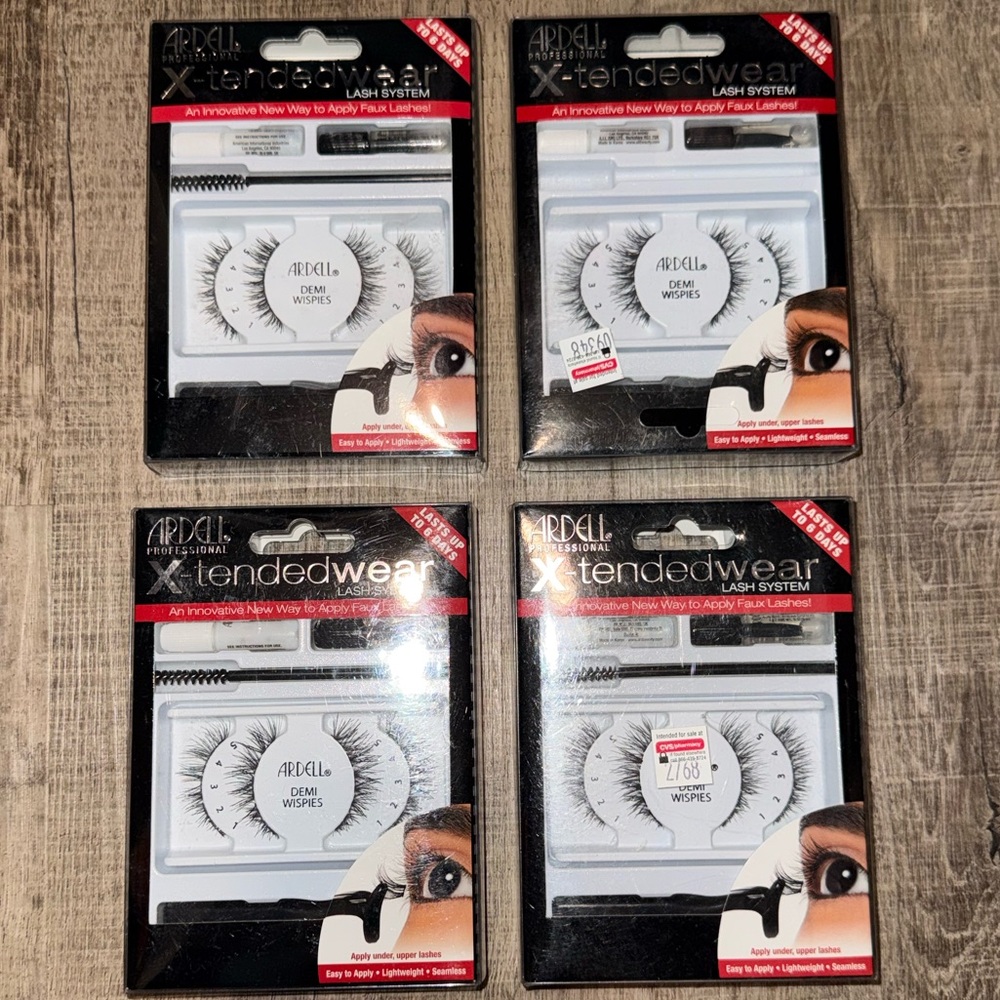 Ardell Demi Wispies X-Tended Wear Lash System (4 Pack Bundle)